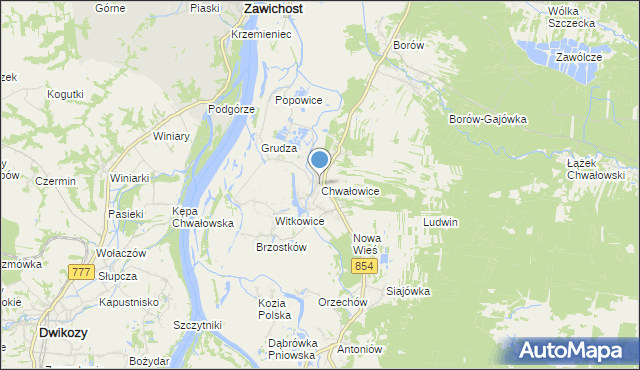 mapa Chwałowice, Chwałowice gmina Radomyśl nad Sanem na mapie Targeo